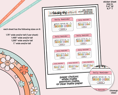 You are a Good Mom Sampler Planner Stickers for any Planner or Insert