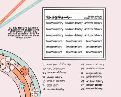 Foiled Tiny Text Series - Amazon Delivery/Amazon Return Checklist Size Planner Stickers for any Planner or Insert