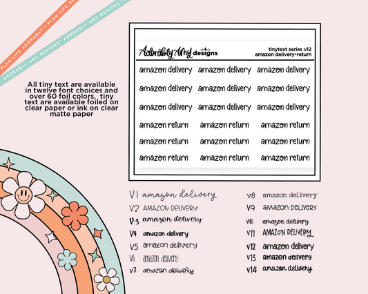 Foiled Tiny Text Series - Amazon Delivery/Amazon Return Checklist Size Planner Stickers for any Planner or Insert