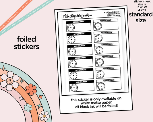 Foiled Small Appointment Clock Planner Stickers for Hobo Cousin or any Planner or Insert