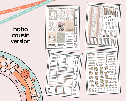 Hobonichi Cousin Weekly Bunny Kisses Easter Themed Planner Sticker Kit for Hobo Cousin or Similar Planners - Adorably Amy Designs