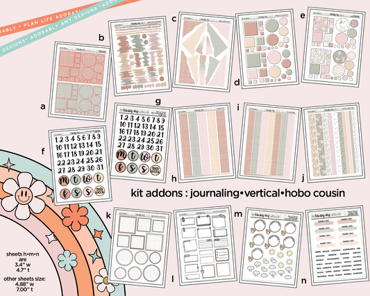 Easter Bunny Collection of planner stickers and sheets on a pink background with text indicating kit additions.