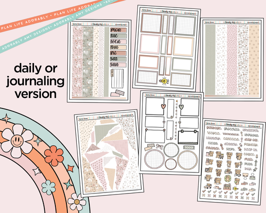 Journaling and Daily Planning Bunny Kisses Easter Themed Planner Sticker Kit - Adorably Amy Designs