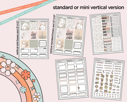Vertical Bunny Kisses Easter Themed Sticker Kit for Vertical Standard Size Planners or Insert - Adorably Amy Designs