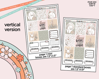 Vertical Bunny Kisses Easter Themed Sticker Kit for Vertical Standard Size Planners or Insert - Adorably Amy Designs