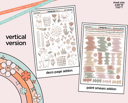 Vertical Bunny Kisses Easter Themed Sticker Kit for Vertical Standard Size Planners or Insert - Adorably Amy Designs