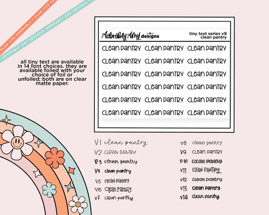 Foiled Tiny Text Series - Clean Pantry Checklist Size Planner Sticker Sheet