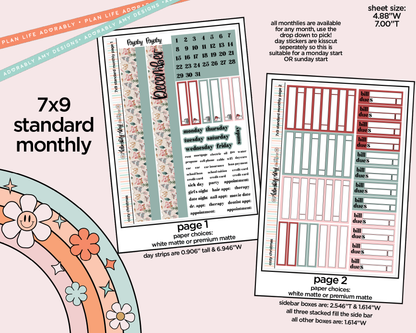 Standard 7x9 Monthly Pick Your Month Cozy Christmas Planner Sticker Kit for some 7x9 Planners