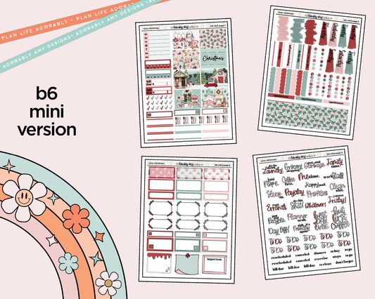 Mini B6 Cozy Christmas Planner Sticker Kit sized for ANY Vertical Insert