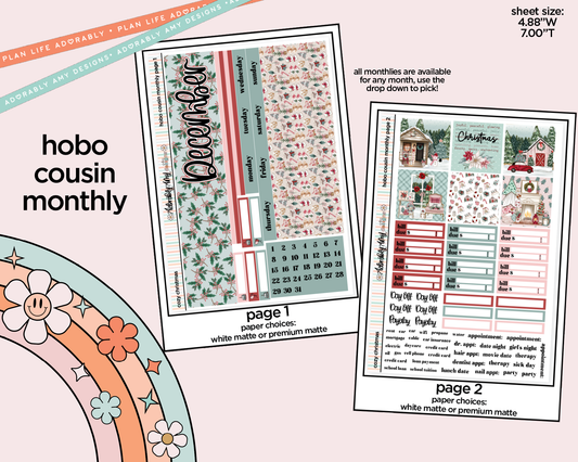 Hobonichi Cousin Monthly Pick Your Month Cozy Christmas Planner Sticker Kit for Hobo Cousin or Similar Planners