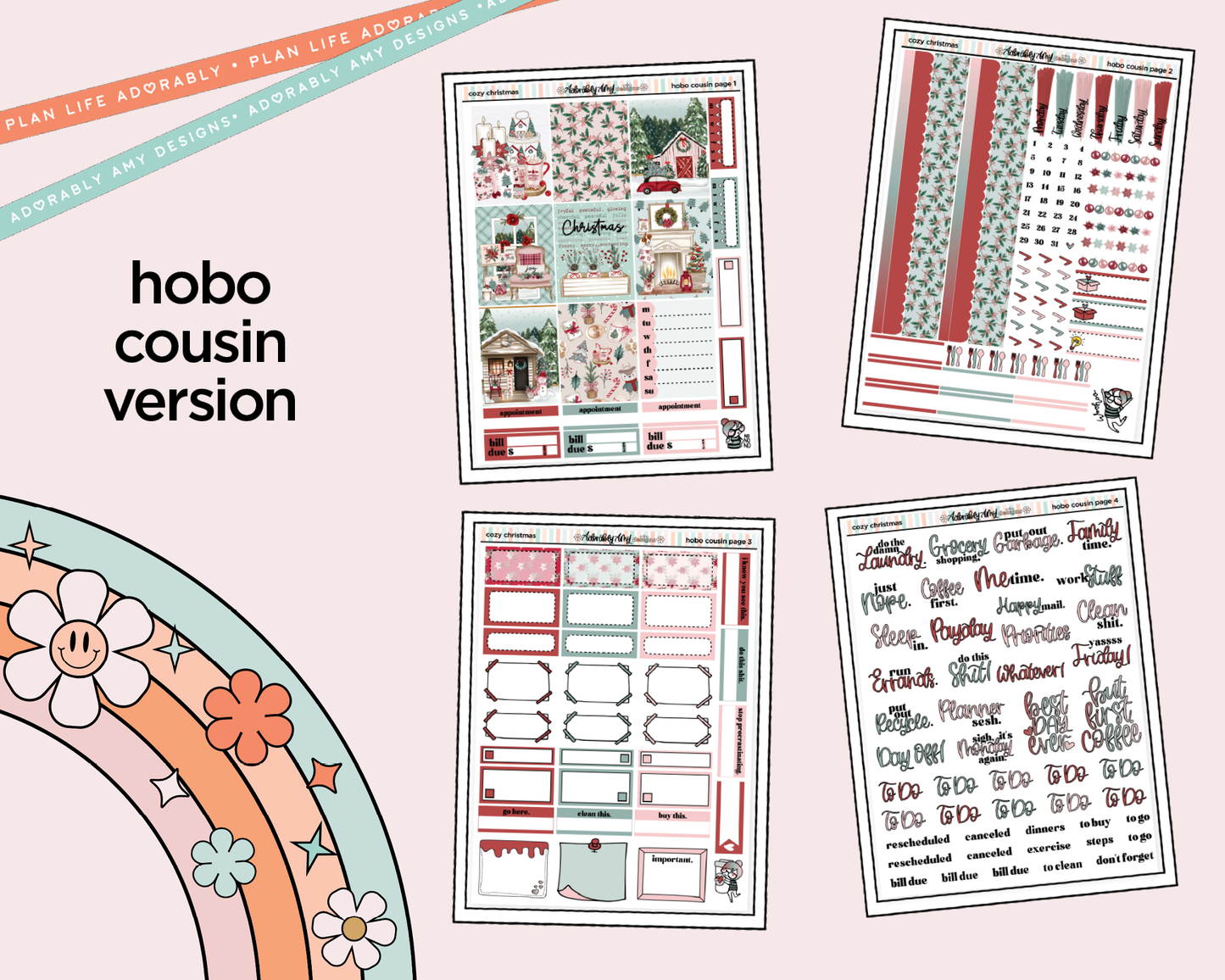 Hobonichi Cousin Weekly Cozy Christmas Planner Sticker Kit for Hobo Cousin or Similar Planners