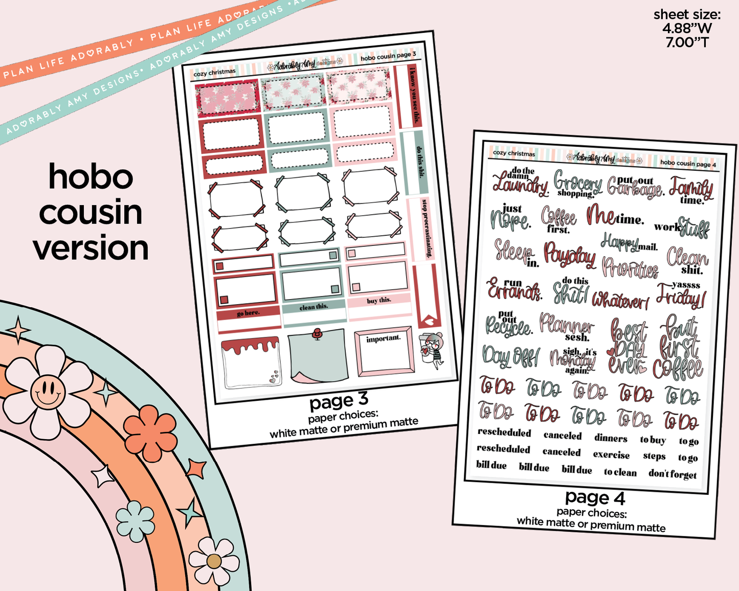 Hobonichi Cousin Weekly Cozy Christmas Planner Sticker Kit for Hobo Cousin or Similar Planners