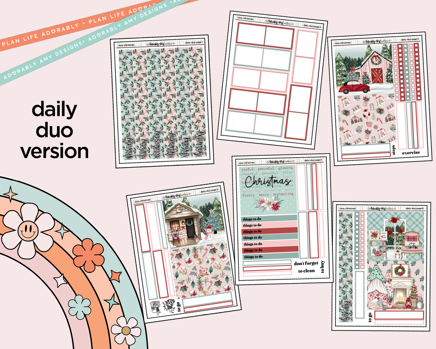 Daily Duo Cozy Christmas Weekly Planner Sticker Kit for Daily Duo Planner