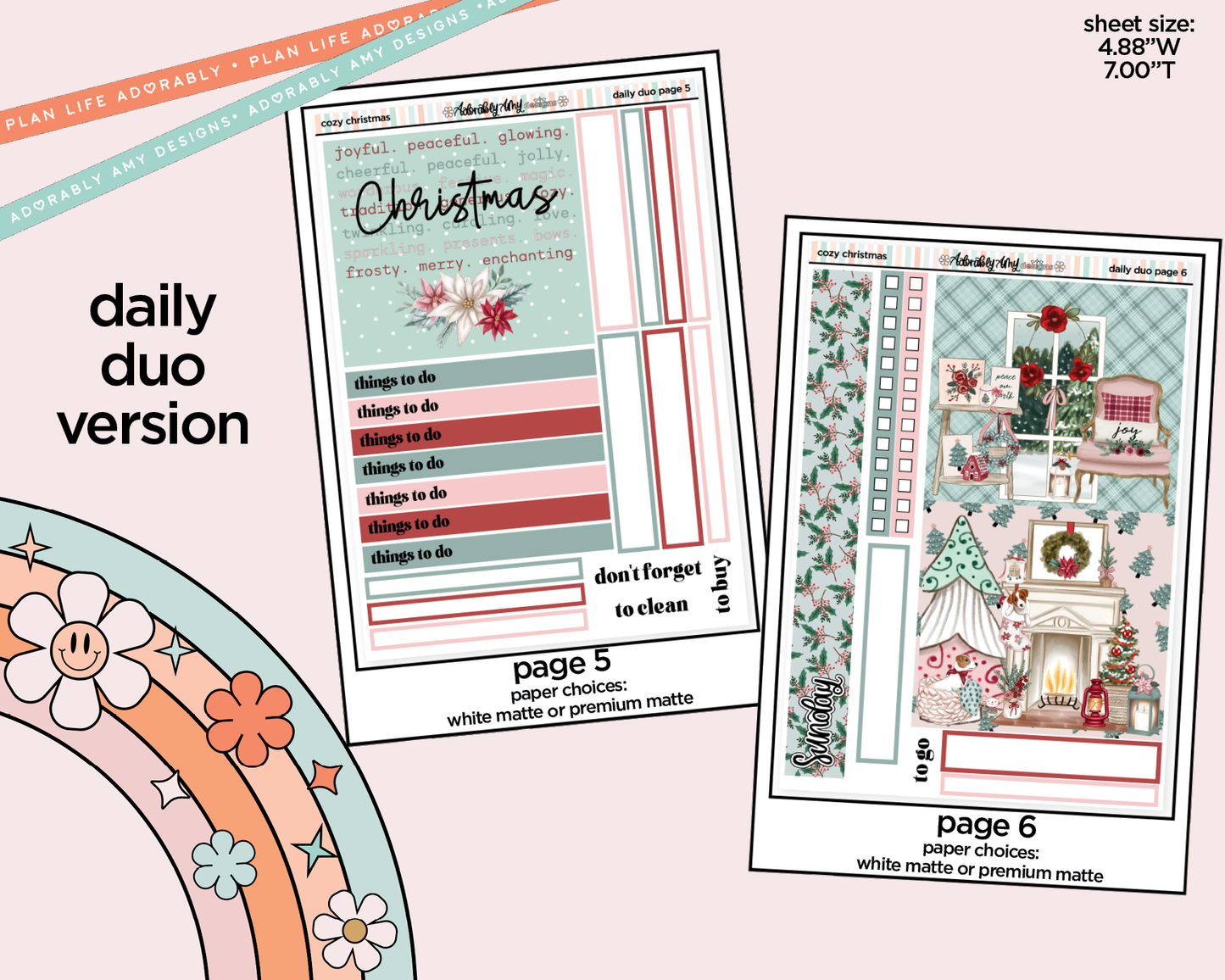 Daily Duo Cozy Christmas Weekly Planner Sticker Kit for Daily Duo Planner