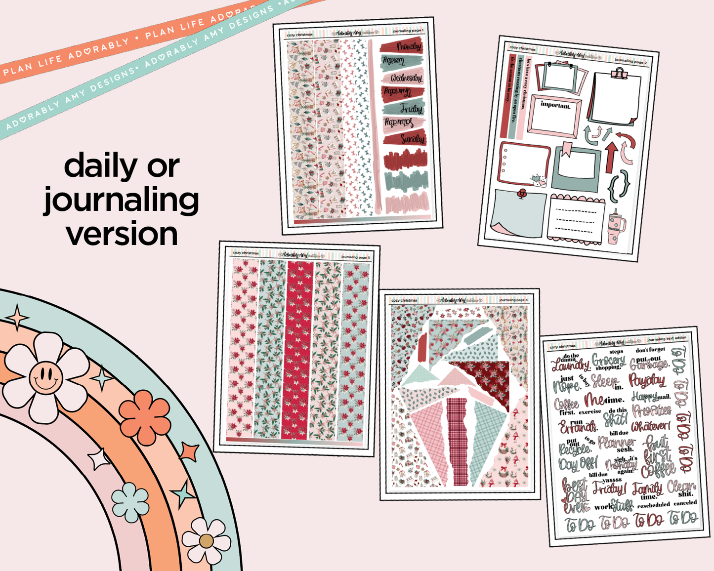 Journaling and Daily Planning Cozy Christmas Planner Sticker Kit