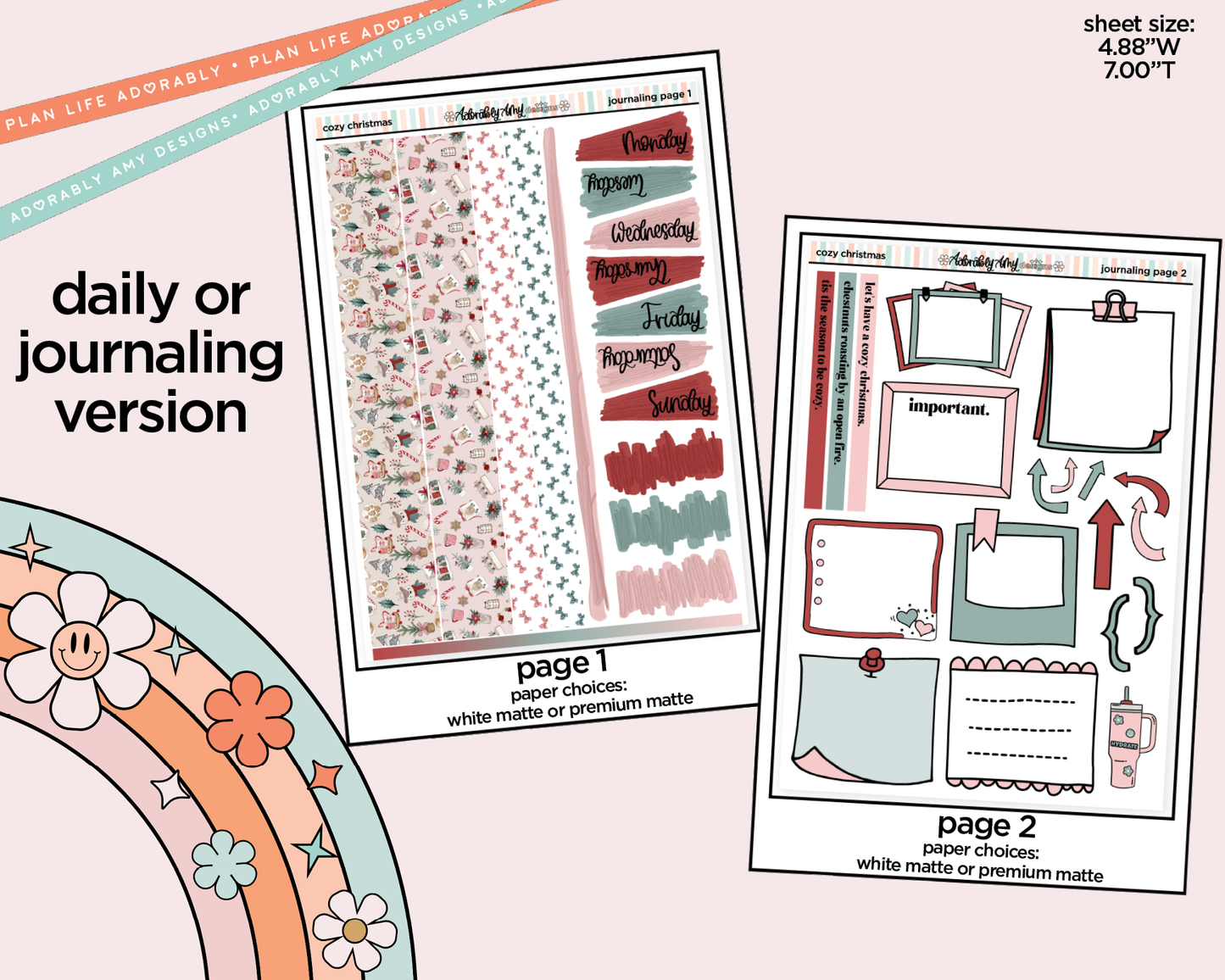 Journaling and Daily Planning Cozy Christmas Planner Sticker Kit