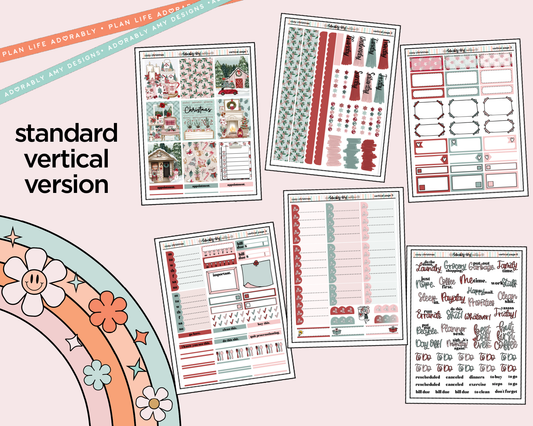 Vertical Cozy Christmas Weekly Sticker Kit for Vertical Standard Size Planners or Insert