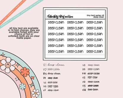 Foiled Tiny Text Series - Deep Clean Checklist Size Planner Sticker Sheet