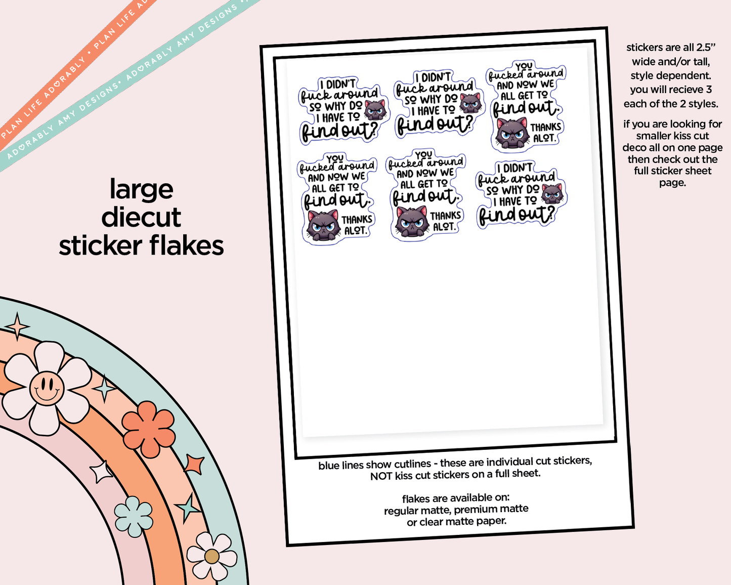 I Didn't Fuck Around Typography Sampler Planner Stickers for any Planner or Insert