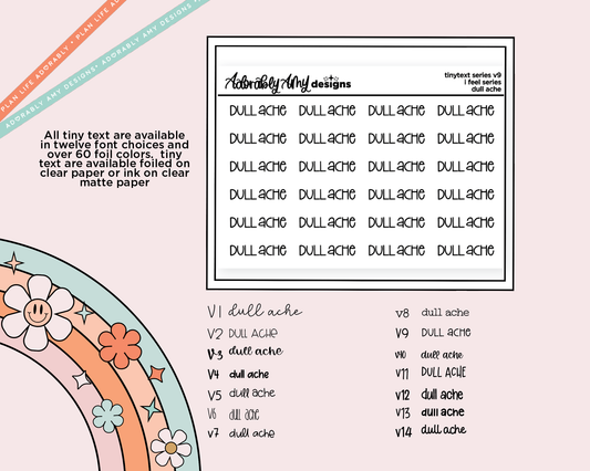 Foiled Tiny Text Series - Feelings Series - Dull Ache Checklist Size Planner Stickers for any Planner or Insert