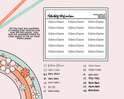 Foiled Tiny Text Series - Feelings Series - Fibro Flare Checklist Size Planner Stickers for any Planner or Insert