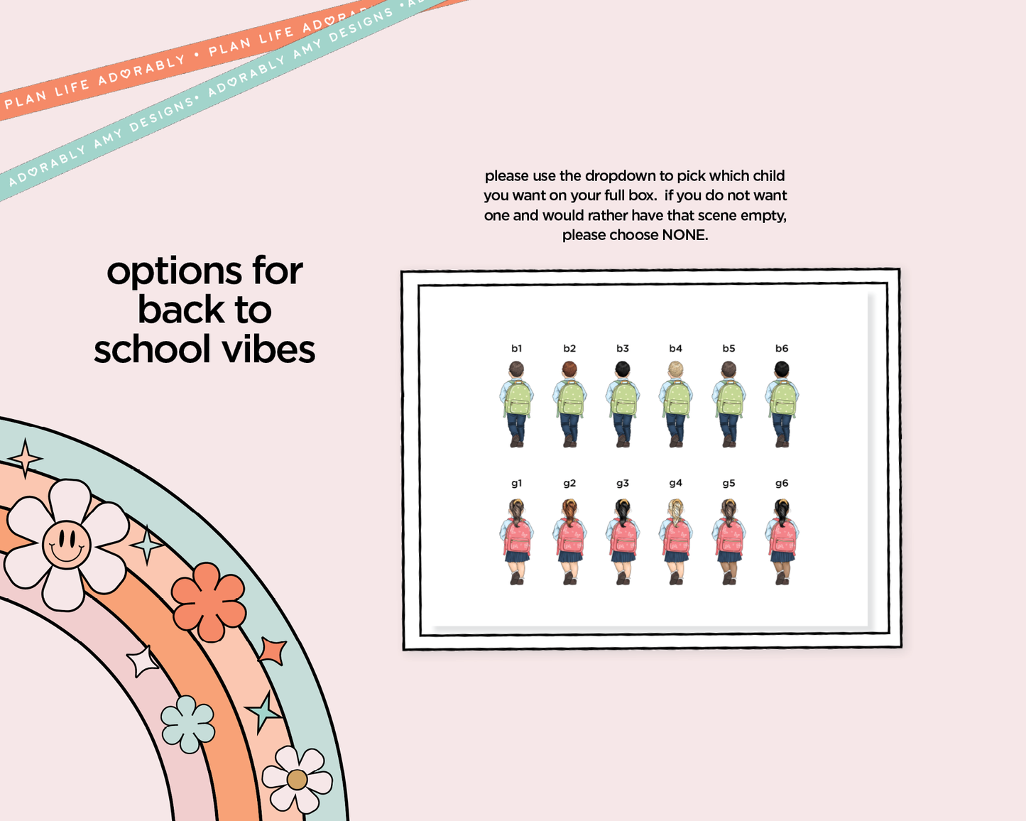 Mini B6 Back to School Vibes  Planner Sticker Kit sized for ANY Vertical Insert