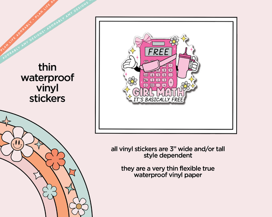 Waterproof Vinyl Large Diecut Stickers - Girl Math