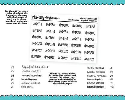 Foiled Tiny Text Series - Feelings Series - Hopeful and Hopeless Checklist Size Planner Stickers for any Planner or Insert