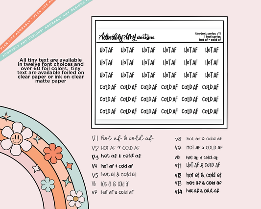 Foiled Tiny Text Series - Feelings Series - Hot AF & Cold AF Checklist Size Planner Stickers for any Planner or Insert