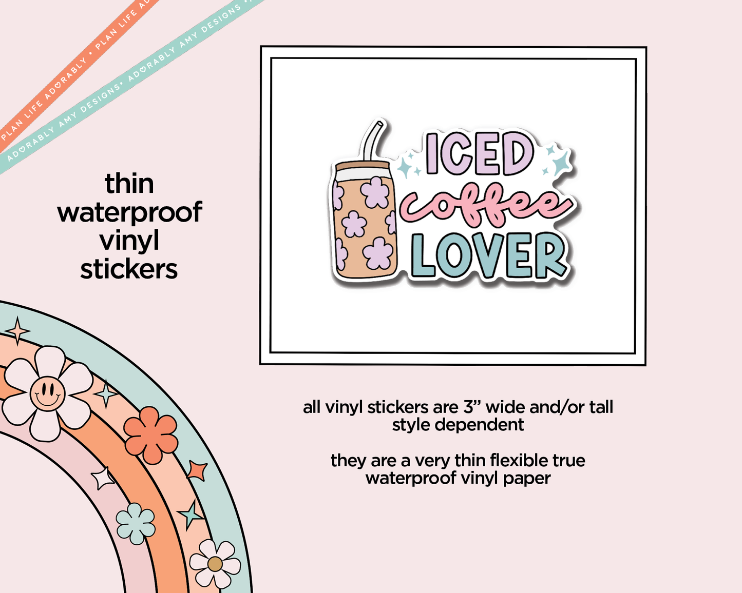 Waterproof Vinyl Large Diecut Stickers - Iced Coffee Lover