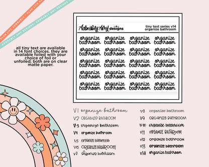 Foiled Tiny Text Series - Organize Bathroom Checklist Size Planner Sticker Sheet