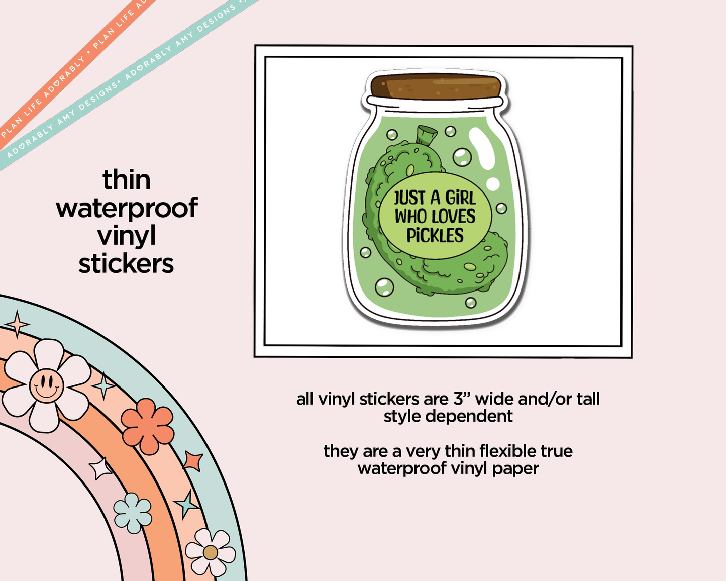 Waterproof Vinyl Large Diecut Stickers - Just a Girl Who Loves Pickles