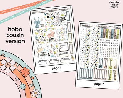 Hobonichi Cousin Weekly Rabbit Rabbit Easter Themed Planner Sticker Kit for Hobo Cousin or Similar Planners - Adorably Amy Designs