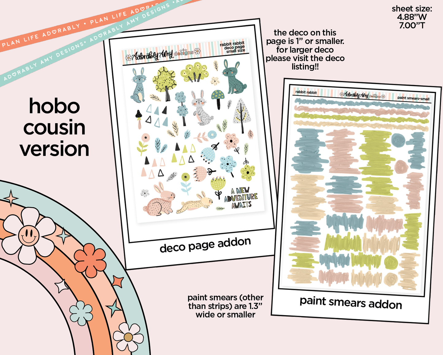 Hobonichi Cousin Weekly Rabbit Rabbit Easter Themed Planner Sticker Kit for Hobo Cousin or Similar Planners - Adorably Amy Designs