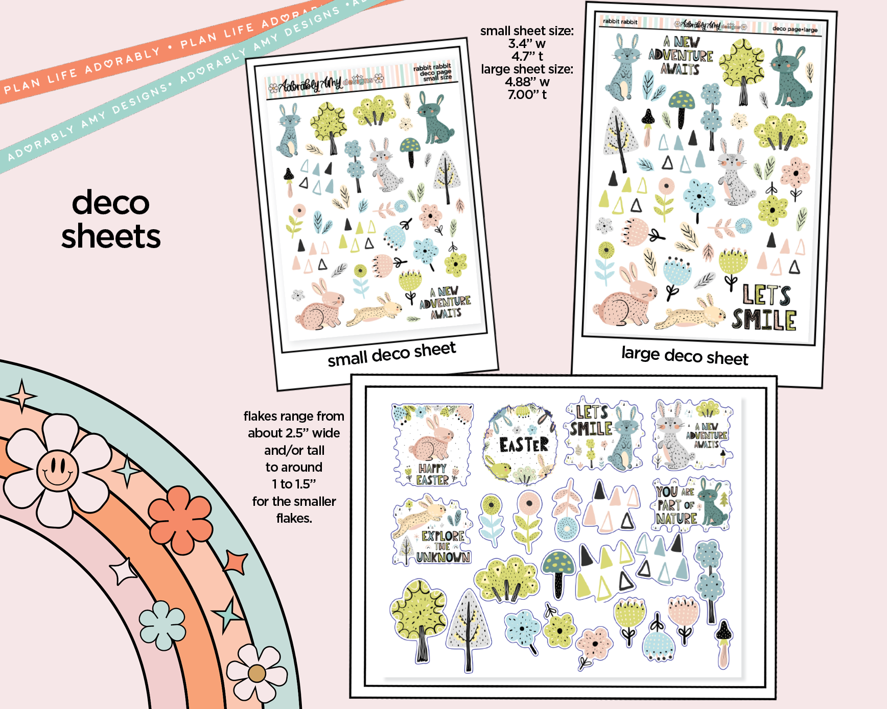 Rabbit Rabbit Easter Themed Weekly Kit Deco Pages - All Sizes - Adorably Amy Designs