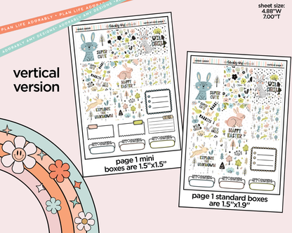 Vertical Rabbit Rabbit Easter Themed Sticker Kit for Vertical Standard Size Planners or Insert - Adorably Amy Designs