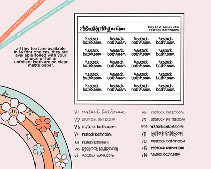 Foiled Tiny Text Series - Restock Bathroom Checklist Size Planner Sticker Sheet