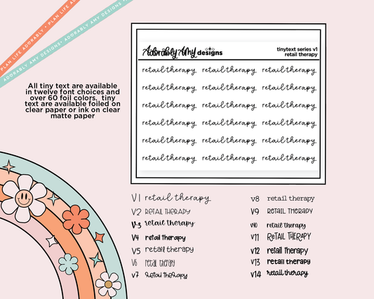 Foiled Tiny Text Series - Retail Therapy Checklist Size Planner Stickers for any Planner or Insert