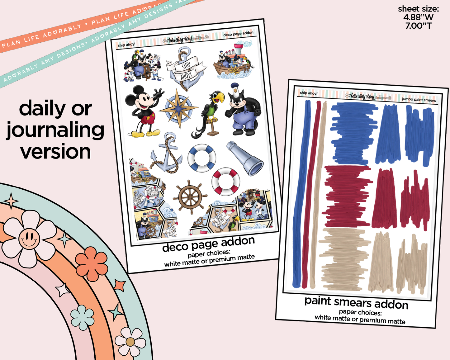 Journaling and Daily Planning Ship Ahoy! Planner Sticker Kit