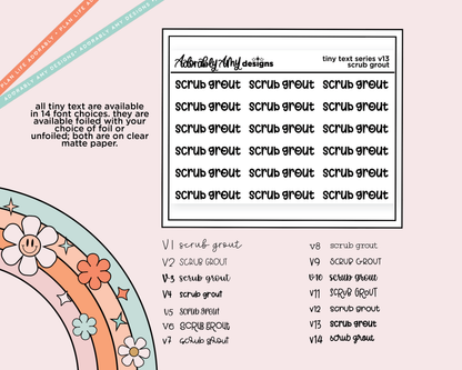 Foiled Tiny Text Series - Scrub Grout Checklist Size Planner Sticker Sheet