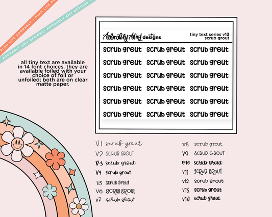 Foiled Tiny Text Series - Scrub Grout Checklist Size Planner Sticker Sheet