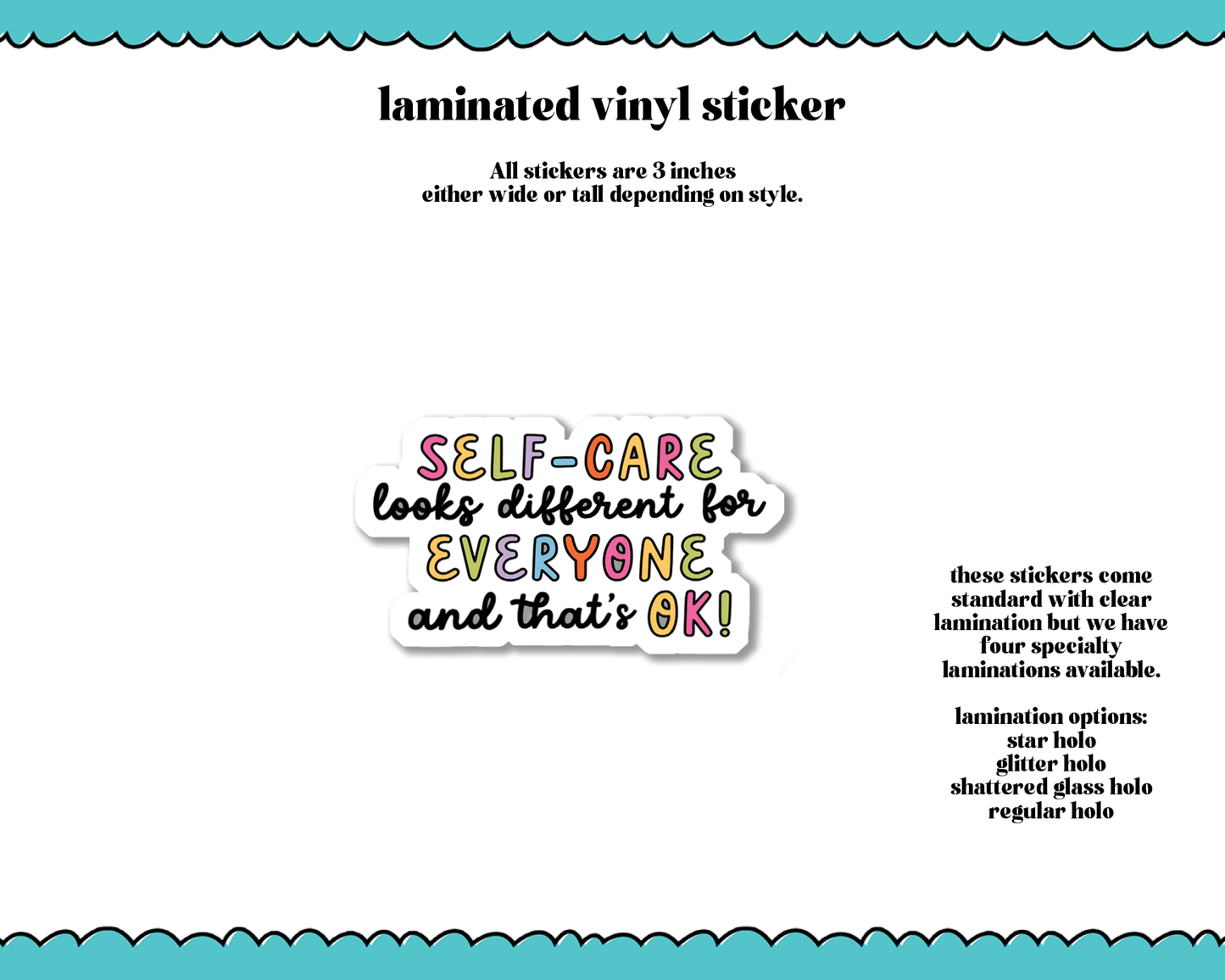Laminated Vinyl Large Diecut Stickers-Selfcare Looks Different