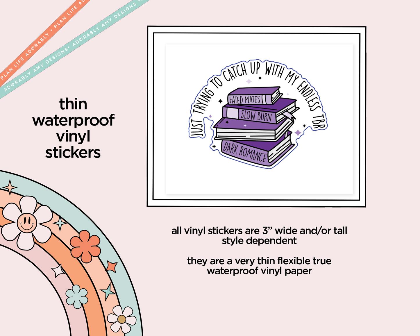 Waterproof Vinyl Large Diecut Stickers - Catching Up on My Endless TBR