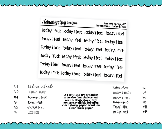 Foiled Tiny Text Series - Feelings Series - Today I Feel: Checklist Size Planner Stickers for any Planner or Insert