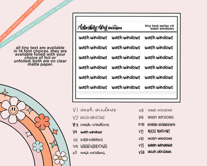 Foiled Tiny Text Series - Wash Windows Checklist Size Planner Sticker Sheet