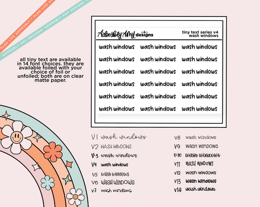 Foiled Tiny Text Series - Wash Windows Checklist Size Planner Sticker Sheet