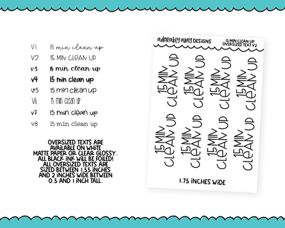 Foiled Oversized Text - 15 Min Clean Up Large Text Planner Stickers