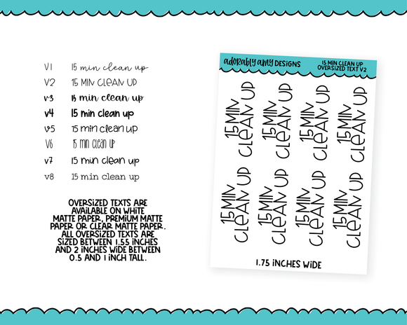 Oversized Text - 15 Min Clean Up Large Text Planner Stickers