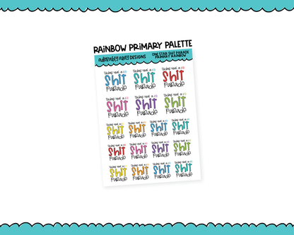 Rainbow or Black One Star Shit Parade Snarky Bad Day Typography Planner Stickers for any Planner or Insert