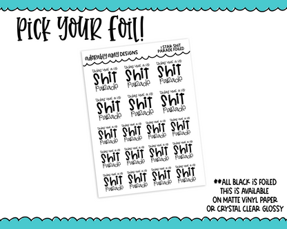 Foiled 1 Star Shit Show Snarky Decorative Typography Planner Stickers for any Planner or Insert - Adorably Amy Designs